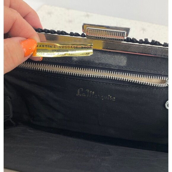 Vintage 50s black purse, La Marquise clutch, Mid Century, formal event - Picture 7 of 10